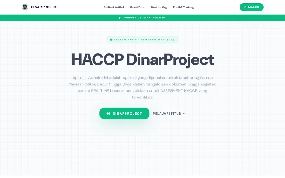 Halaman depan HACCP Dinar Project